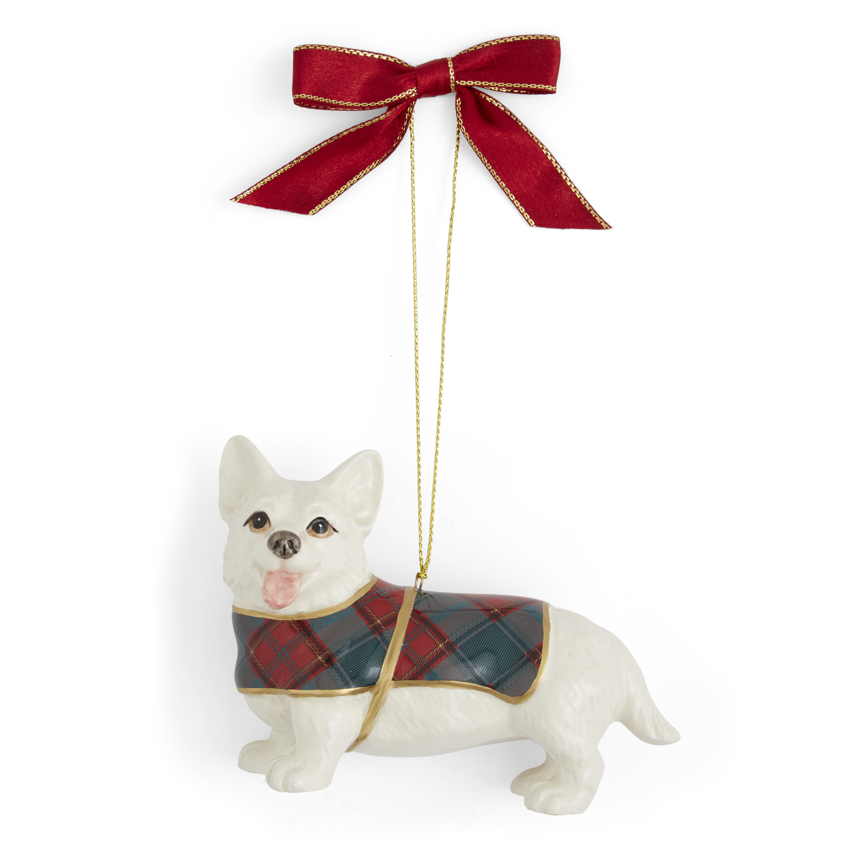 Christmas Tree Tartan Corgi Ornament image number null